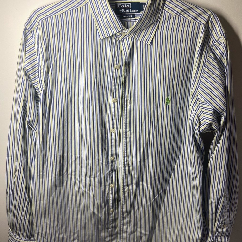Ralph Lauren Blue and White Striped Casual Shirt